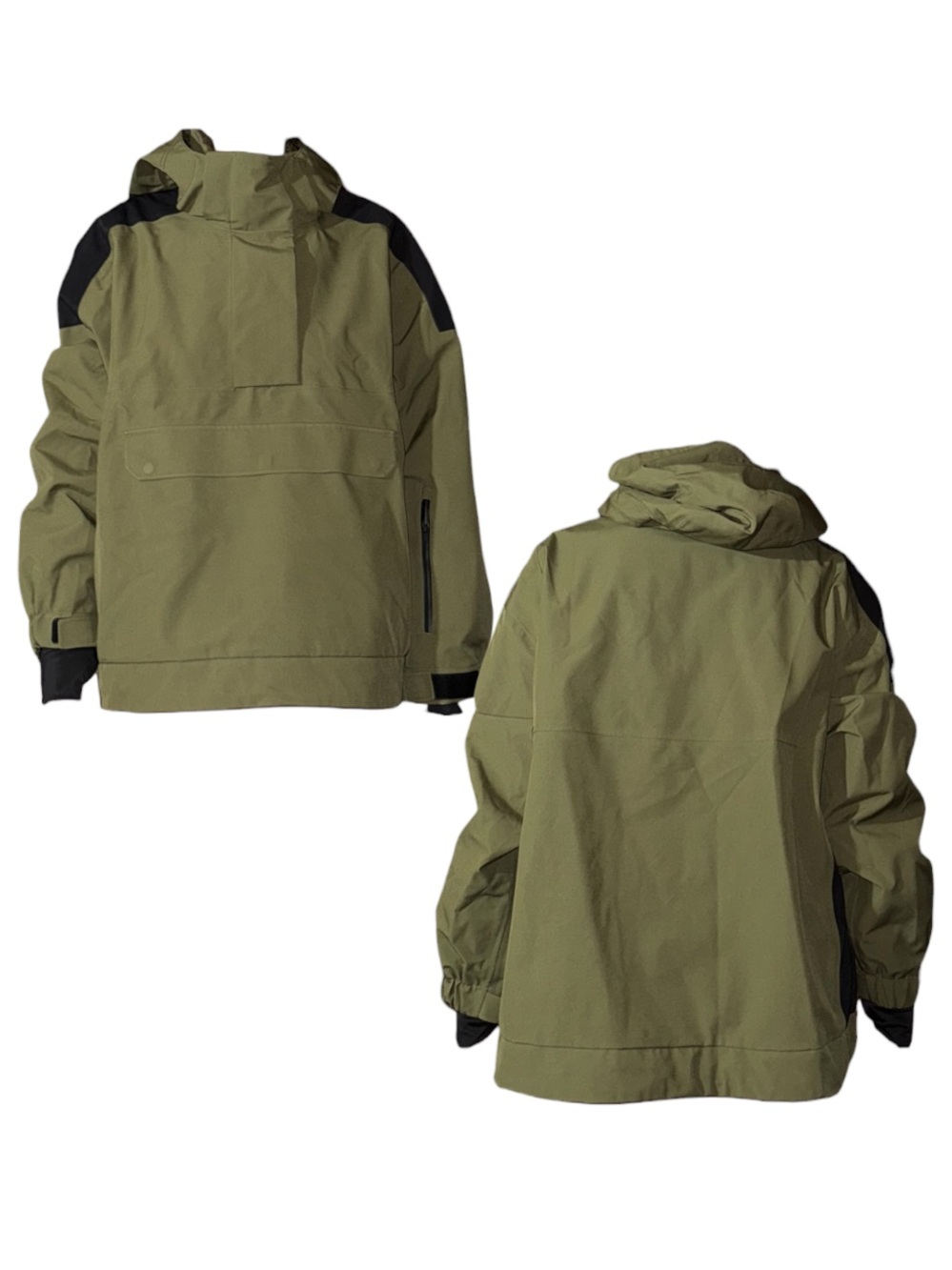 Olive Green Anorak Jacket with Black Accents
